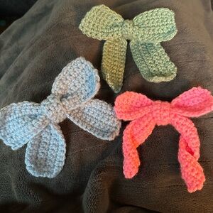Handmade Crochet Bow Set - Pink, Blue, Green, other
